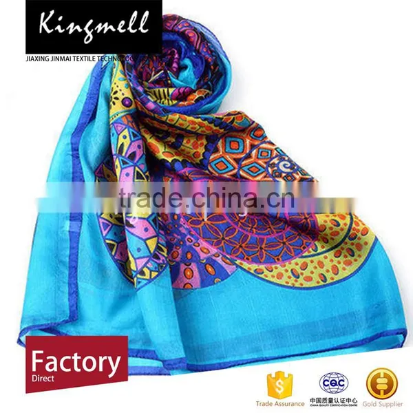 Custom Fashion Digital Print Real Indian Silk Scarf Zhejiang Silk Scarf photo-2