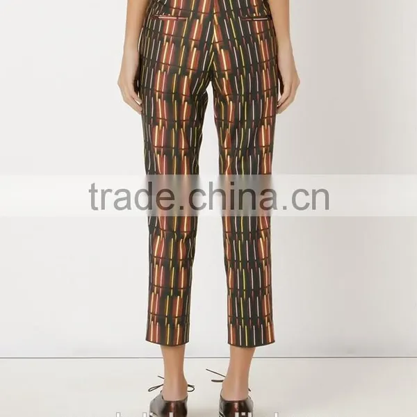 Nice Design Mid-rise Printed Straight Fashion Trousers for Women photo-3
