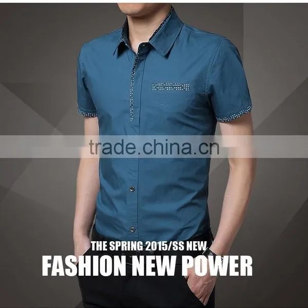 Navy Bule Mens Dress Shirts photo-3
