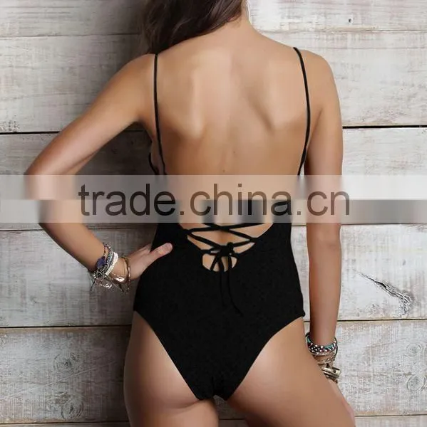 Ladies Fashion Black One-piece Swimwear photo-3