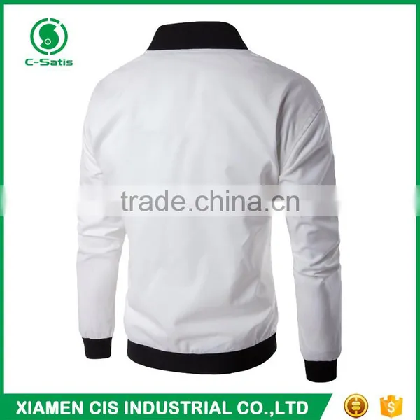 High Quality European Style 100% Polyester Windproof Zippered Plain Bomber Jacket for Men photo-5