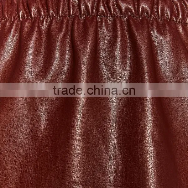 2017 OEM Spring Light-reflecting Faux Leather Elastic Waist Skirt photo-5