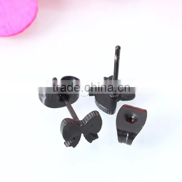 Stainless Steel Bowknot Stud Earring Findings Earring Stud Simple Earring photo-4