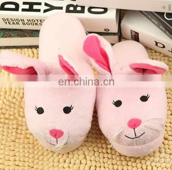 Custom Happy Foot Pink Rabbit Animal Cartoon Indoor Slippers photo-3