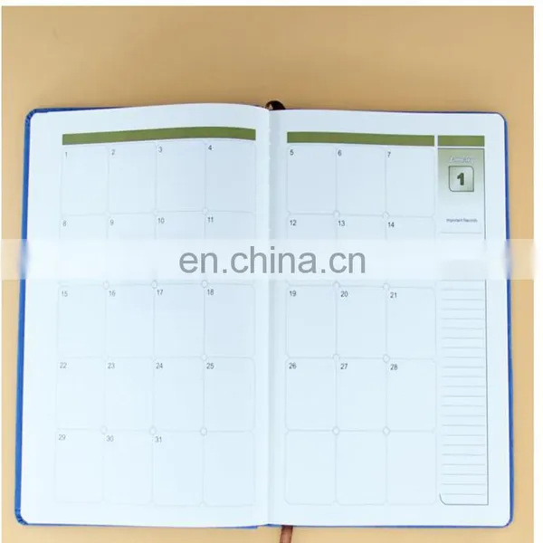 Factory Manufacture Customized Printing Hardcove Diary Blue Notebook,schedule Notebook With Elastic Band photo-2