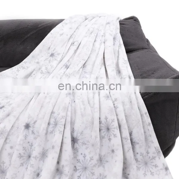 100%Polyester Super Soft Coral Fleece Snowflake Printed Plush Throw Blanket photo-7