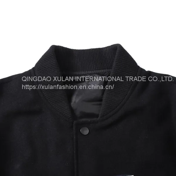 HOT SALE 2021 NEW FASHION MEN'S WOOL/POLYESTER MELTON BASEBALL GENUINE LEATHER JACKET photo-5