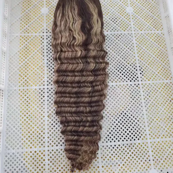 KHH Blonde Highlighted Wig Human Hair, Highlight Body Deep Wave Curly Wig,HD Honey Blonde Highlight Lace Front Wig For Black Women photo-2