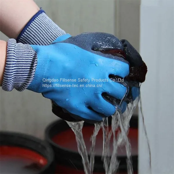 7G Polyester Liner Latex Crinkle Coated Waterproof Heavy Duty Winter Work Gloves photo-5