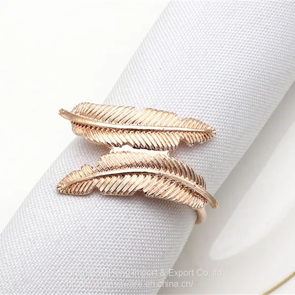 High Quality Metal Decorative Tabletop Tissue Holder Leaf Design Fancy Napkin Ring photo-3