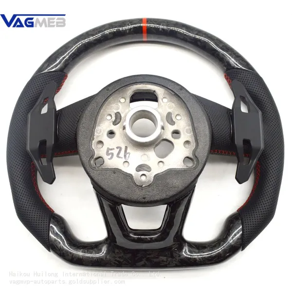 For Audi A4 B9 S4 RS4 Carbon Fiber Steering Wheel Red Line With Paddle Assembly Accessories photo-4