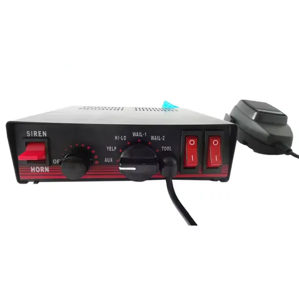 100w Siren 7 Tones Electronic Siren Emergency Handhold Microphone Light Control Switches Warning Siren Amplifier