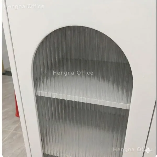 Reeded Glass Display Sideboard | Steel Credenza for Bistros & Retail | Soft-Glow Showcase Ready photo-4