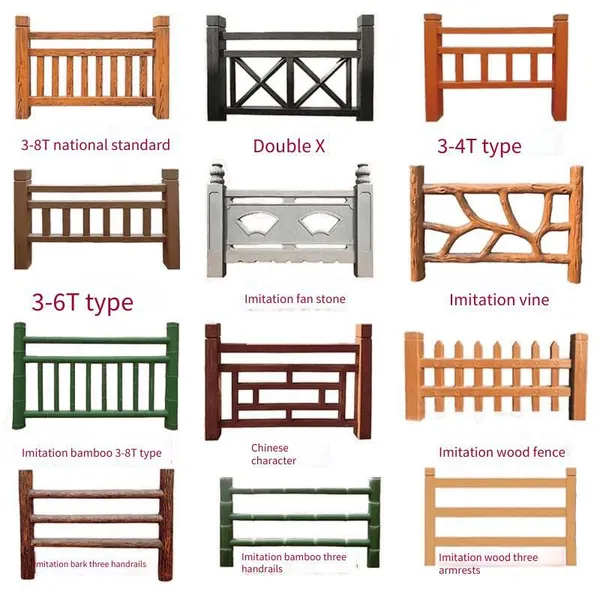 Cement Imitation Bamboo Guardrails for Scenic Spots, Riversides, Lawns, Gardens. Precast Concrete Fences for Greening and Protection photo-5