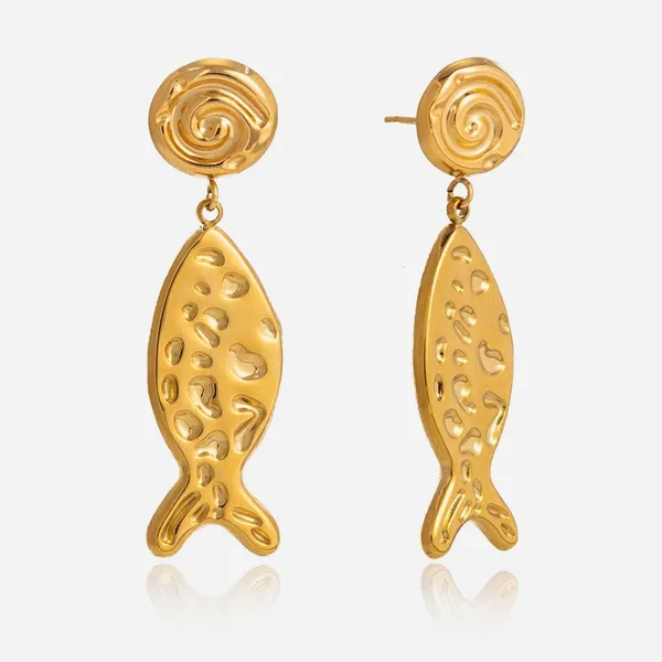 C-Shaped Hoop Earrings Stainless Steel Gold Plated Unisex Jewelry photo-5
