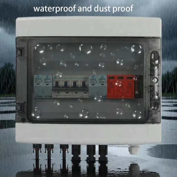2 In 1 Out PV Combiner Box DC 1000V IP65 Waterproof Solar Junction Box With DC MCB & SPD Surge Protection for Household Solar Panel System photo-4