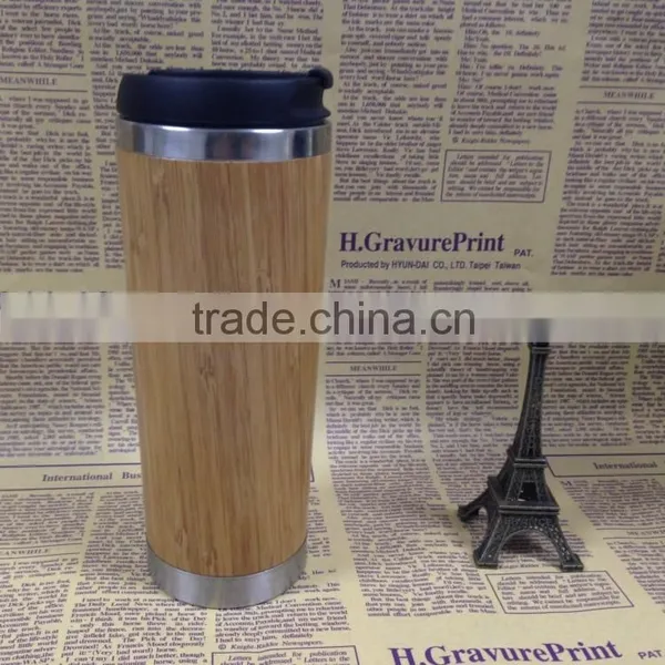 Mlife Manufacture Good Quality 450ml Inner 18/8 304 Stainless Steel Outer Bamboo Vacuum Tea Mug Flask, Custom Logo photo-5