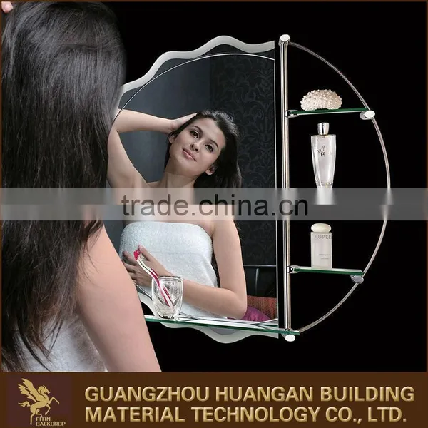 Home Decorative Bathroom Mirror With Stainless Steel Shelf photo-3