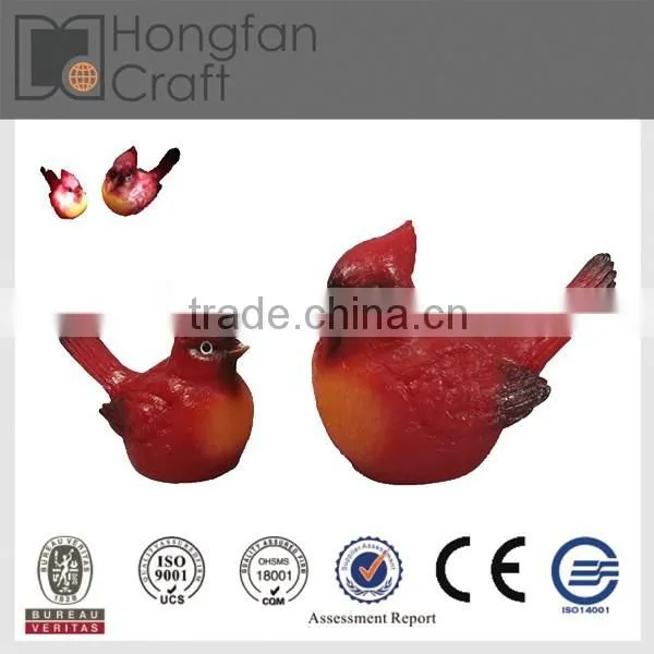Home Resin Deco Red Bird Christmas Ornaments With Led