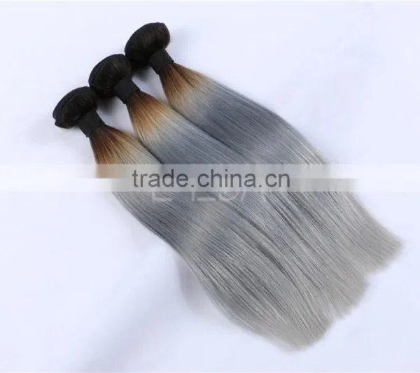 Grey and Black Ombre Hair Extensions Hair Weaves and Silver Gray Virgin Hair Closure Supplier's Choice photo-6