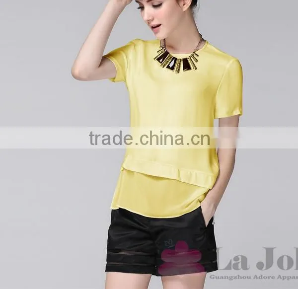 2016 Summer Fashion Lady False Two-piece Short Sleeves T-shirt 148