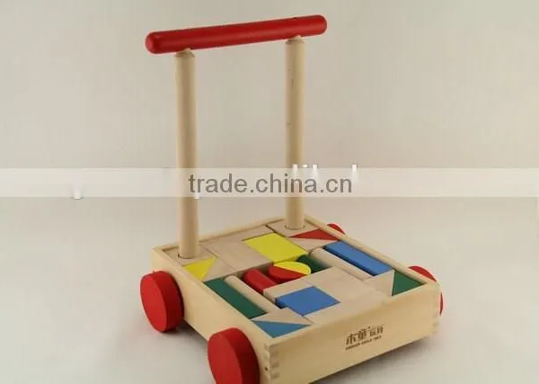 Wooden Baby Walker With Blocks Toy