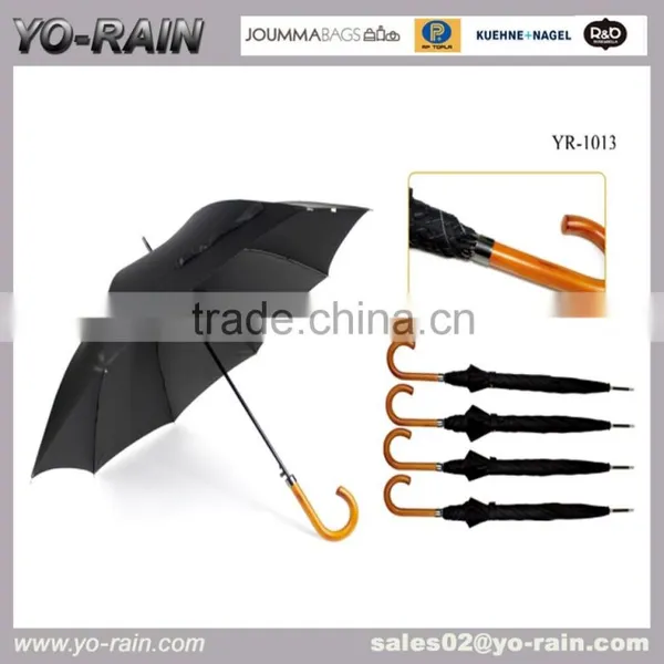 High Quality Stick Auto Open Wood Wholesale Custom Umbrella Stick Rain Umbrella