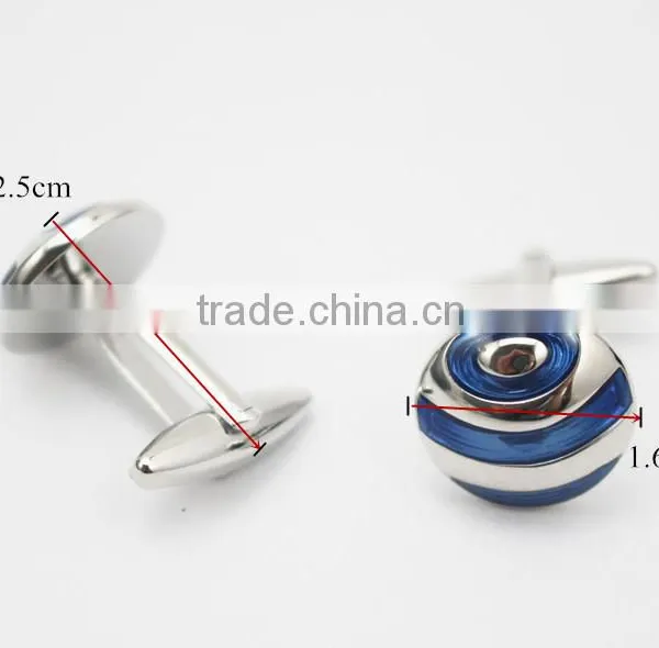 Trendy Christmas Gift Cufflink Set Mens Round Blue Cuff Buttons photo-2