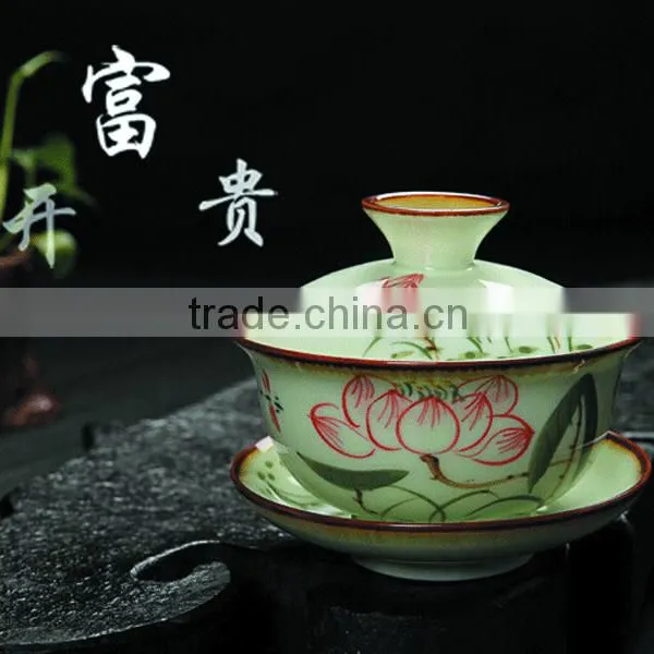 Hand Printing China Bone Teaset Ceramic Gaiwan 120ml Gongfu Teaware Gai Wan photo-3