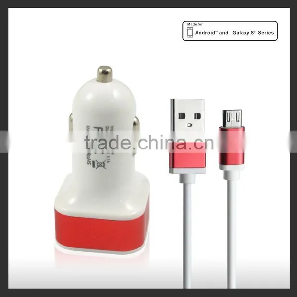 2in1 Charger Kit With Wall Charger Adaptor and Metal Case Usb Data Sync Cable for Android Smartphones