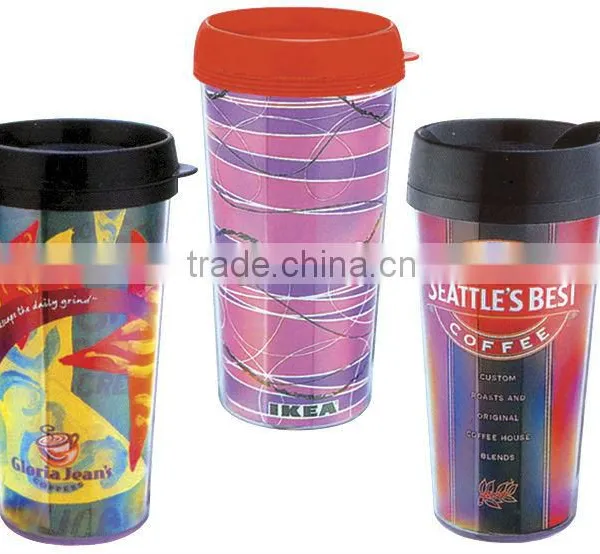 Double Wall Insulated Gift Promotion Plastic Thermos Mug