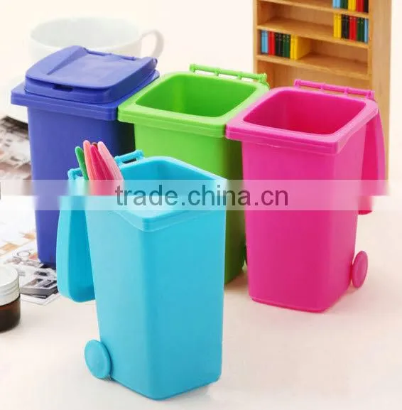 Plastic Mini Desktop Wheelie Bin Desk Tidy photo-2