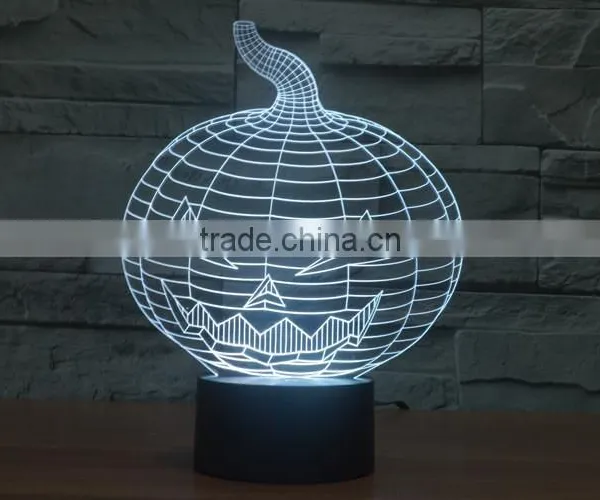 Christmas Gift !3D Illusion Bulbing Night Light Lamp 7 Color Change Touch Switch Novelty Pumpkin Mini Light For Hallowen photo-3