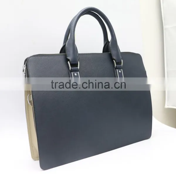 Wholesale Low Price High Quality Men's Blue Real Leather Business Briefcase photo-2