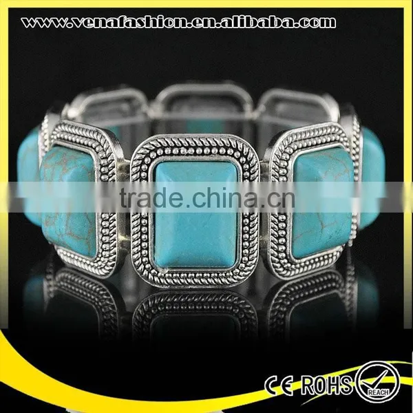 Blue Natural Stone Bracelet, Natural Stone Stretch Bracelets photo-6