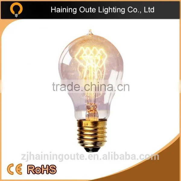 A19 Quad Loop Tungsten Shape E27/b22 Edison Filament Bulbs 40w/60w