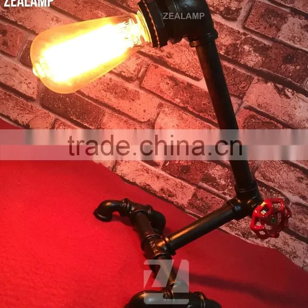 Industrial Style Pipe Lights Steampunk Pipe Table Lamp Edison Lamp With Tap And Clock