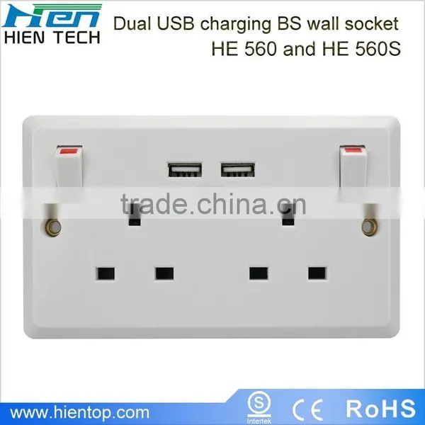 BS 13A Universal Socket Outlet 2 Gang UK Standard Electric Socket With USB photo-2