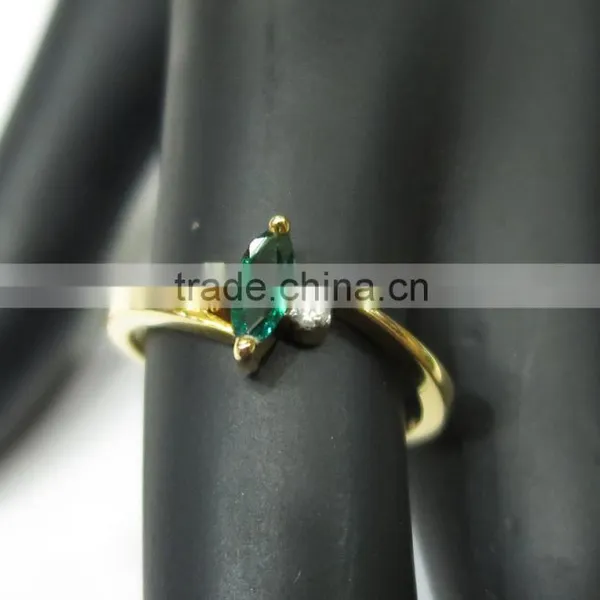 Emerald Diamond Gold Ring 14K 0.05cts Dia 1.80gms Gold photo-2