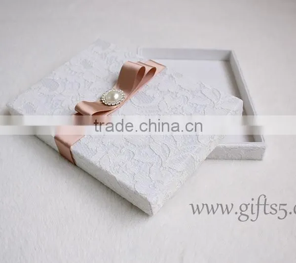 Customized White Silk Wedding Invitation Boxes Wholesale photo-3