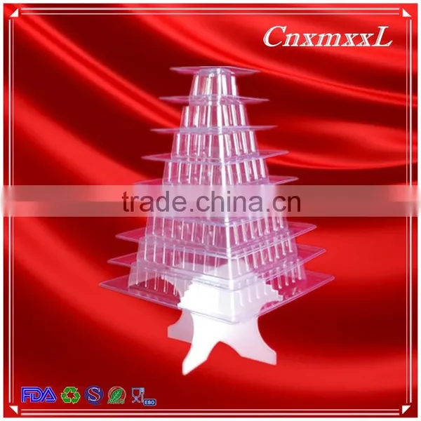 Unique 9 Tiers Clear Plastic Macaron Tower Macaron Stand photo-5