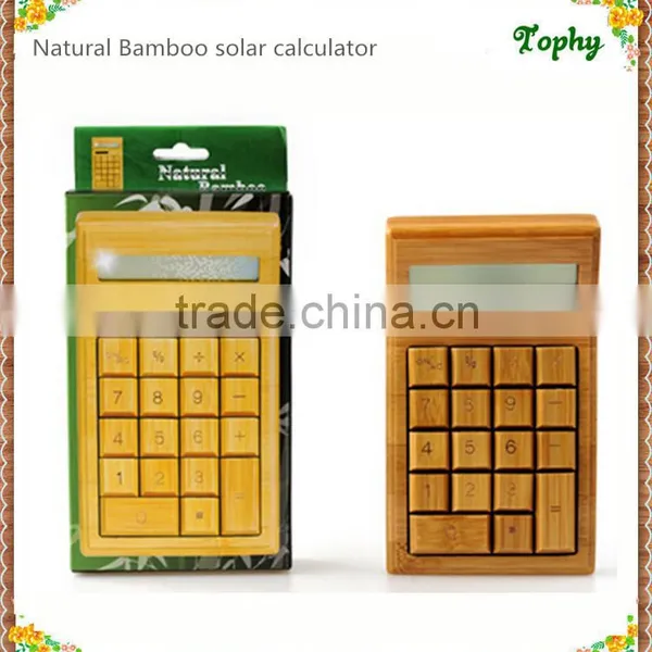 Portable Bamboo Solar Calculator & Notebook Solar Calculator Bamboo and Wooden Material photo-3