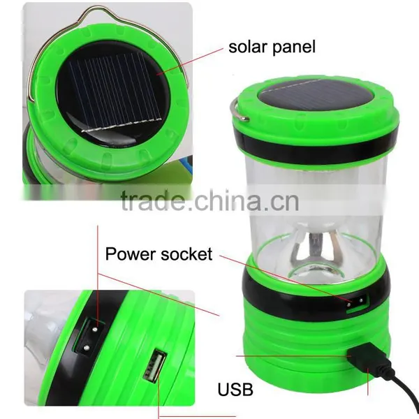 Portable LED White Light Solar AC Powered Rechargeable Camping Lamp Lantern photo-4