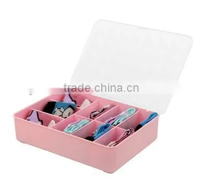 Colorful 9Lattices Plastic With Covered Underware Storage Box photo-4