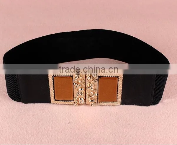 Wholesale Skull Pattern Decorated Alloy Buckle Elastic Sex Women Lady Waist Belt photo-3