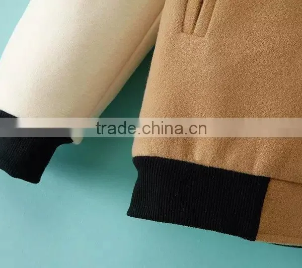 Women Loose Wool Color Matching Baseball Uniform Coats Cheap Clothes Watercolor Crochet College Sports Jackets Wholesale photo-6