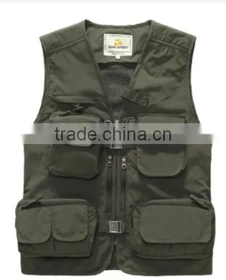 Worested Cotton and Polyester Hawking Fishing Hunting Vest With Multipockets photo-5