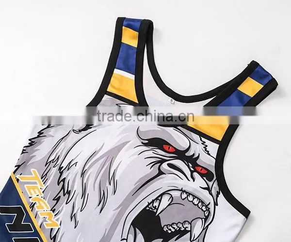 Full Digital Sublimation Wrestling Singlets/gym Singlet Made of Spandex Fabric/men's Sports Singlet photo-3