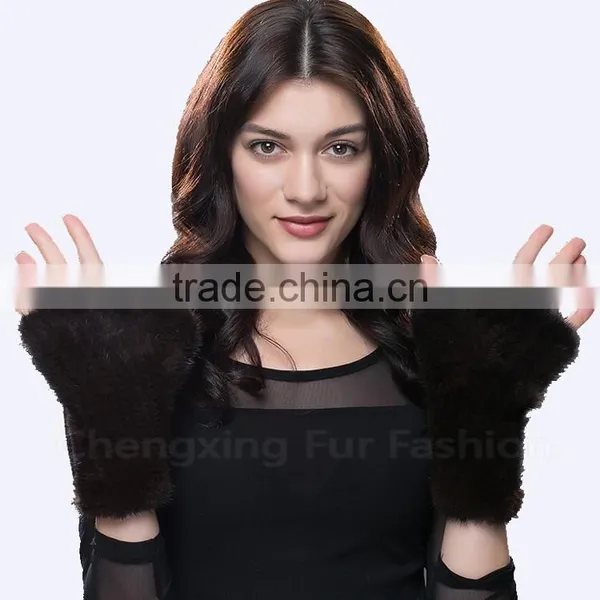 CX-A-08D Wholesale Winter Genuine Mink Fur Knitted Gloves photo-5