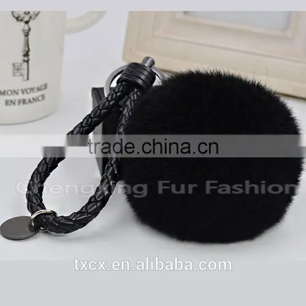 CX-R-24 Keychain Genuine Rex Rabbit Fur Mobile Phone Charm photo-5